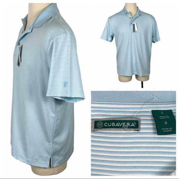 Cubavera Other - NWT Cubavera Light Blue Striped Polo Large